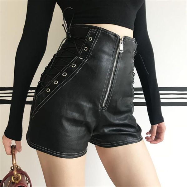 women's shorts women pu 2021 autumn black faux leather lace up zipper high waist casual a line club short, White;black
women's shorts women pu 2021 autumn black faux leather lace up zipper high waist casual a line club short, White;black