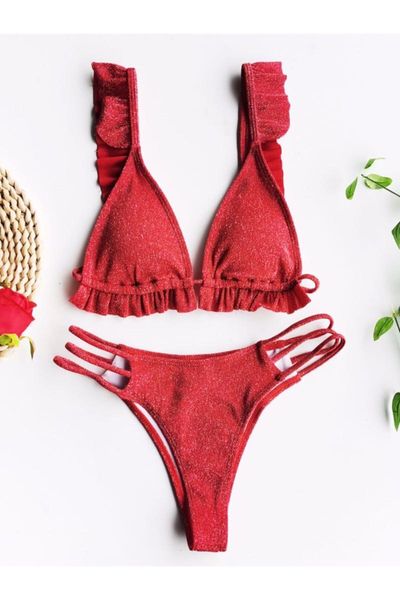 women's swimwear mare frilly window detail bikini kit pomegranate flower, White;black
women's swimwear mare frilly window detail bikini kit pomegranate flower, White;black