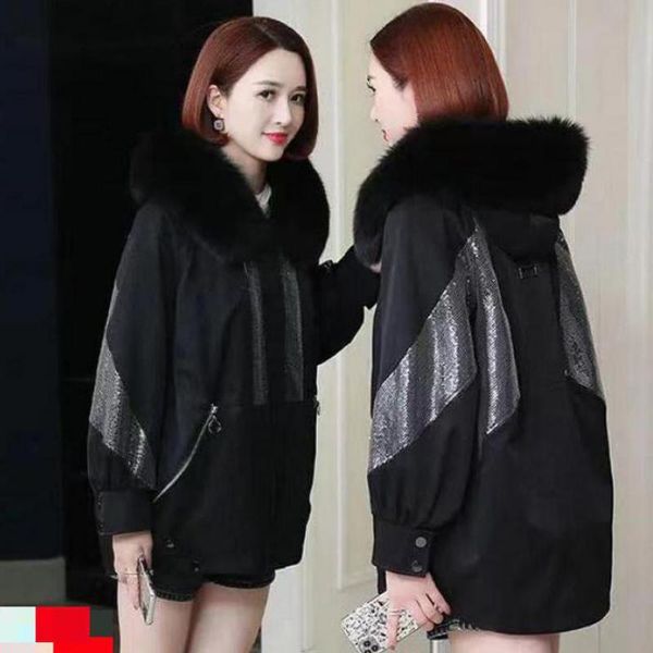 women's fur & faux real coat fashion parkasthe mid-length collar rex liner loose korean pike, Black
women's fur & faux real coat fashion parkasthe mid-length collar rex liner loose korean pike, Black