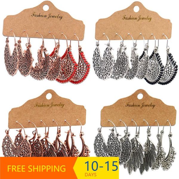 dangle & chandelier fashion 3 pair/set vintage hollow out drop earrings set for women antique silver color ethnic earring party gift
dangle & chandelier fashion 3 pair/set vintage hollow out drop earrings set for women antique silver color ethnic earring party gift