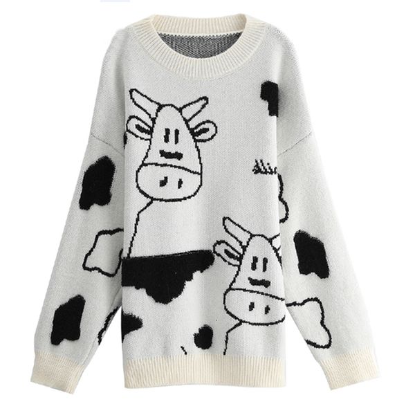 women's sweaters spring fashions the neck pullover beautiful women's nightgown from cartoons printed crocheted korean loose jumper, White;black
women's sweaters spring fashions the neck pullover beautiful women's nightgown from cartoons printed crocheted korean loose jumper, White;black