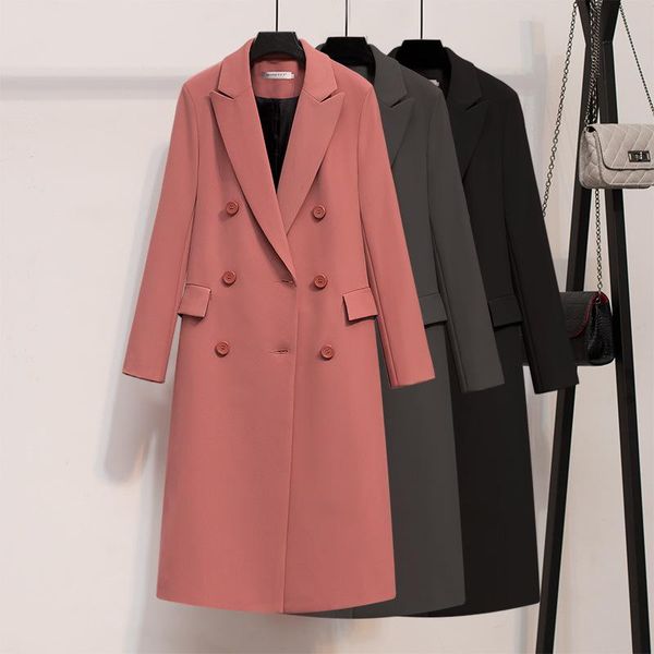 women's suits & blazers large size women's double-breasted suit 2021 autumn and winter long office temperament ladies jacket coat, White;black
women's suits & blazers large size women's double-breasted suit 2021 autumn and winter long office temperament ladies jacket coat, White;black