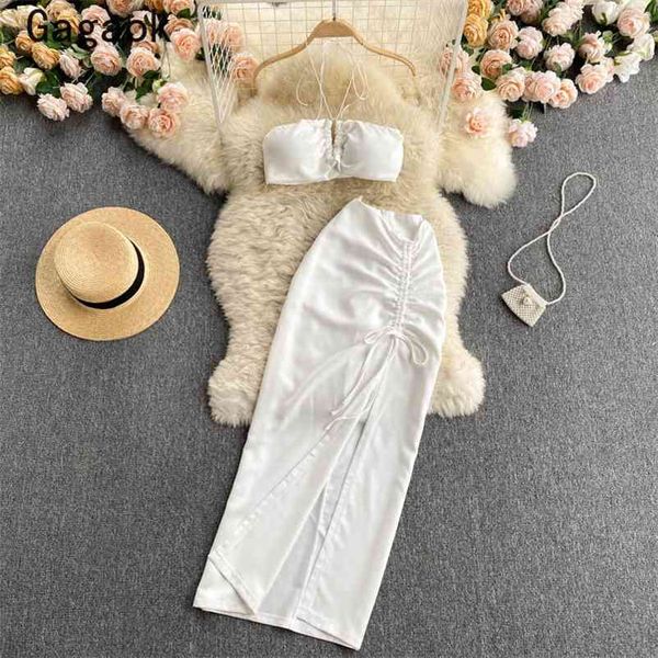 beach style two piece set summer fashion sleeveless navel outfits solid strapless + bodycon skirts 210531, White
beach style two piece set summer fashion sleeveless navel outfits solid strapless + bodycon skirts 210531, White