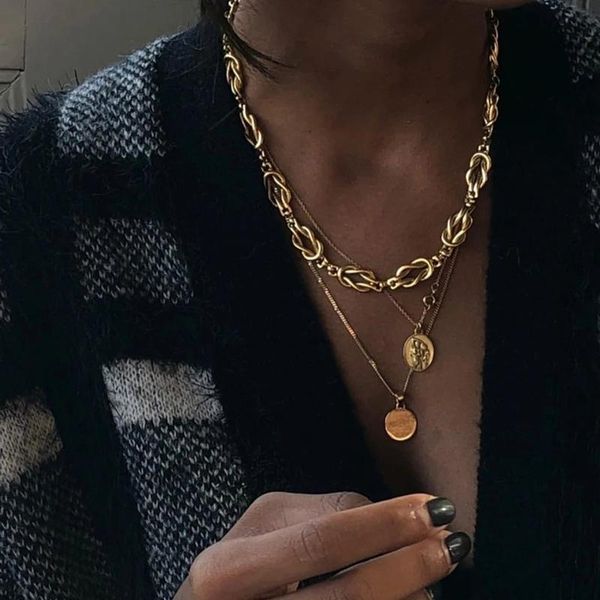 chains gold knotted chain necklace women jewelry punk style thick clavicle vintage chunky party choker, Silver
chains gold knotted chain necklace women jewelry punk style thick clavicle vintage chunky party choker, Silver