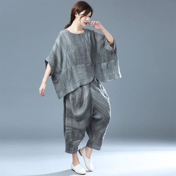 spring and summer harajuku stlye linen suit literary loose large size thin striped pants two-piece women's two piece, White
spring and summer harajuku stlye linen suit literary loose large size thin striped pants two-piece women's two piece, White