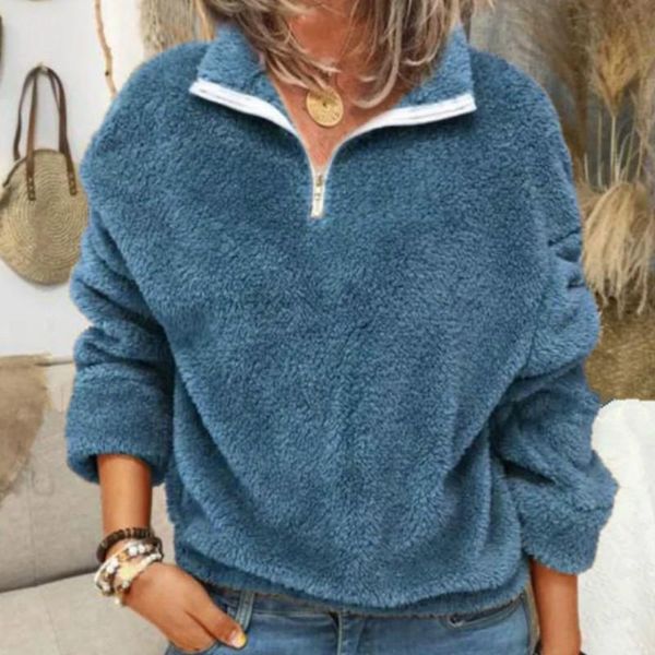 women's blouses & shirts 2021 autumn elegant street women fashion plush zipper turn-down ladies blouse long-sleeved casual vintage loos, White
women's blouses & shirts 2021 autumn elegant street women fashion plush zipper turn-down ladies blouse long-sleeved casual vintage loos, White