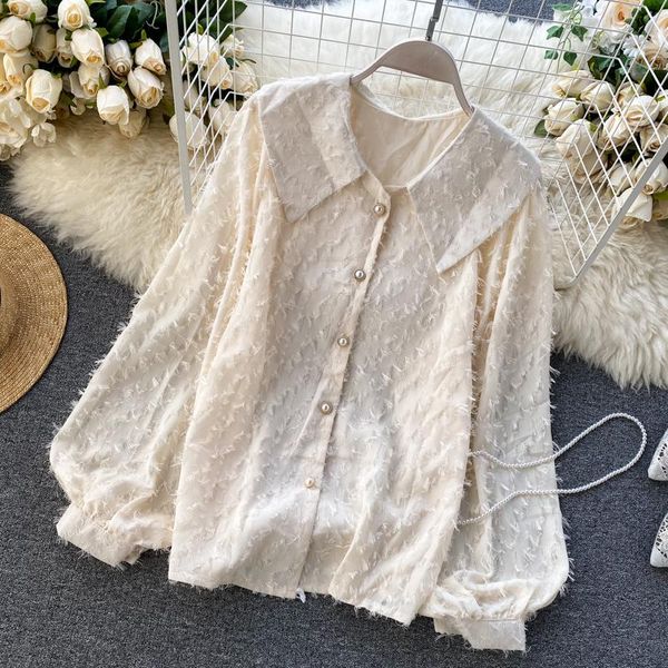 women's blouses & shirts super sweet big turn-down collar fury women puffy sleeve blouse chic 2021 spring shirt top, White
women's blouses & shirts super sweet big turn-down collar fury women puffy sleeve blouse chic 2021 spring shirt top, White