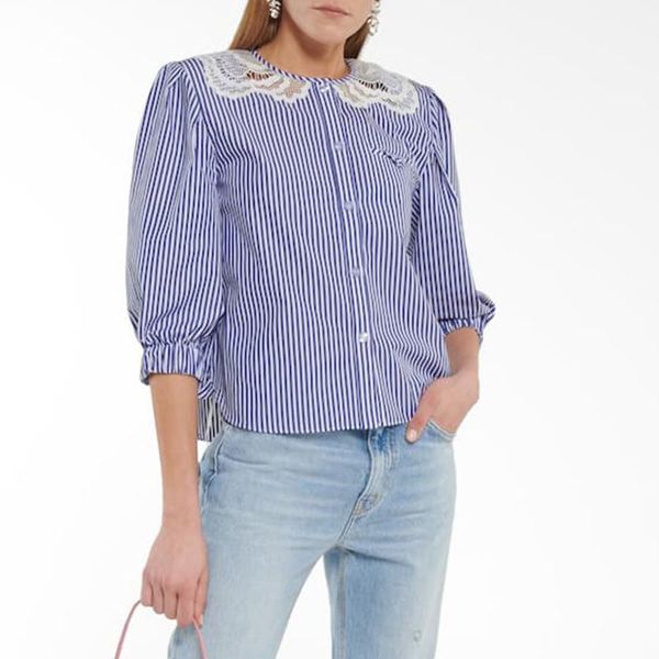 women's blouses & shirts runway designers for women 2021 summer elegant lace patchwork striped womens loose casual female, White
women's blouses & shirts runway designers for women 2021 summer elegant lace patchwork striped womens loose casual female, White