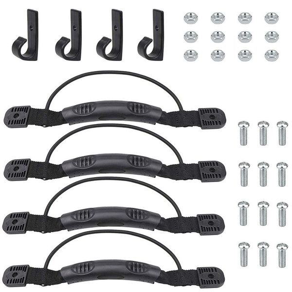 rafts/inflatable boats 4 pcs kayak handles hardwares black marine side mount carry paddle park rubber bungee cord and j hooks with scre
rafts/inflatable boats 4 pcs kayak handles hardwares black marine side mount carry paddle park rubber bungee cord and j hooks with scre