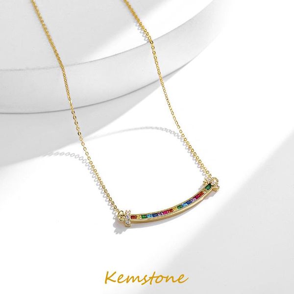 pendant necklaces kemstone multicolor crystal smile arc-shaped female gold plated necklace jewelry for women, Silver
pendant necklaces kemstone multicolor crystal smile arc-shaped female gold plated necklace jewelry for women, Silver