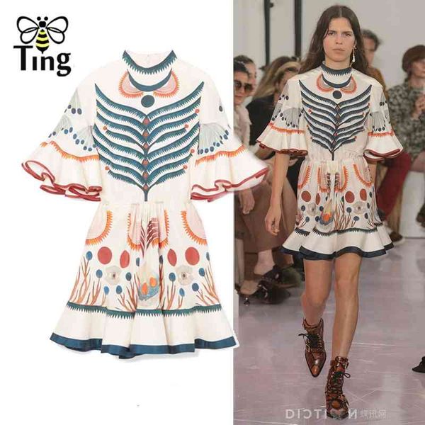 designer runway style ruffles flare sleeve floral print dress lady summer mini party dresses mermaid vestido boho elbise 210513, Black;gray
designer runway style ruffles flare sleeve floral print dress lady summer mini party dresses mermaid vestido boho elbise 210513, Black;gray