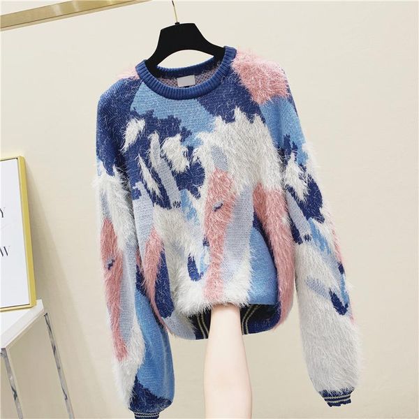 women's sweaters soft fluffy sweater women 2021 spring winter large sized lazy-wind long-sleeve round-neck pull femme, White;black
women's sweaters soft fluffy sweater women 2021 spring winter large sized lazy-wind long-sleeve round-neck pull femme, White;black