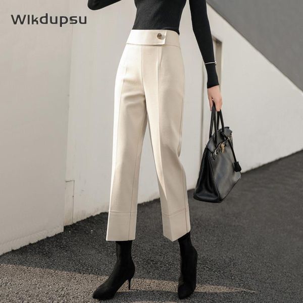women's pants & capris elegant wool fashion korean solid high waist straight office lady trousers femme autumn winter clothes, Black;white
women's pants & capris elegant wool fashion korean solid high waist straight office lady trousers femme autumn winter clothes, Black;white