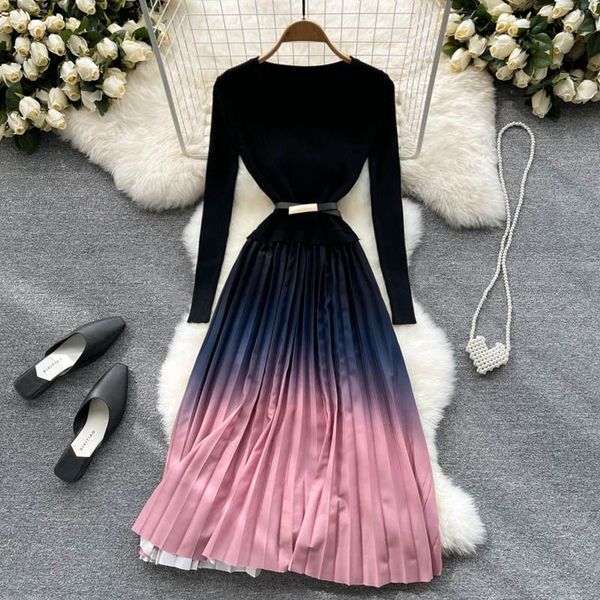 casual dresses a600 women fashion long-sleeved knitted dress autumn 2021 slim stitching gradient pleated clothes vestidos, Black;gray
casual dresses a600 women fashion long-sleeved knitted dress autumn 2021 slim stitching gradient pleated clothes vestidos, Black;gray