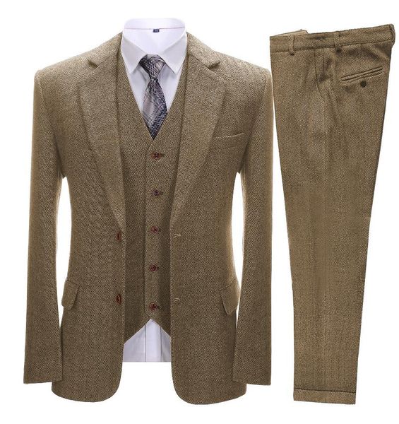 men's suits & blazers brown vintage 3 pieces latest coat designs herringbone tweed tuxedo winter formal wedding (blazer+vest+pants), White;black
men's suits & blazers brown vintage 3 pieces latest coat designs herringbone tweed tuxedo winter formal wedding (blazer+vest+pants), White;black