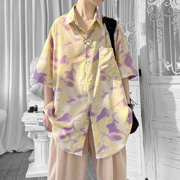 men's casual shirts summer short-sleeved fashion printed men streetwear korean loose tie-dye mens hawaiian ddiz, White;black
men's casual shirts summer short-sleeved fashion printed men streetwear korean loose tie-dye mens hawaiian ddiz, White;black