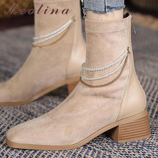 boots meotina kid suede med calf shoes women thick high heel string bead zipper square toe ladies autumn winter 40, Black
boots meotina kid suede med calf shoes women thick high heel string bead zipper square toe ladies autumn winter 40, Black