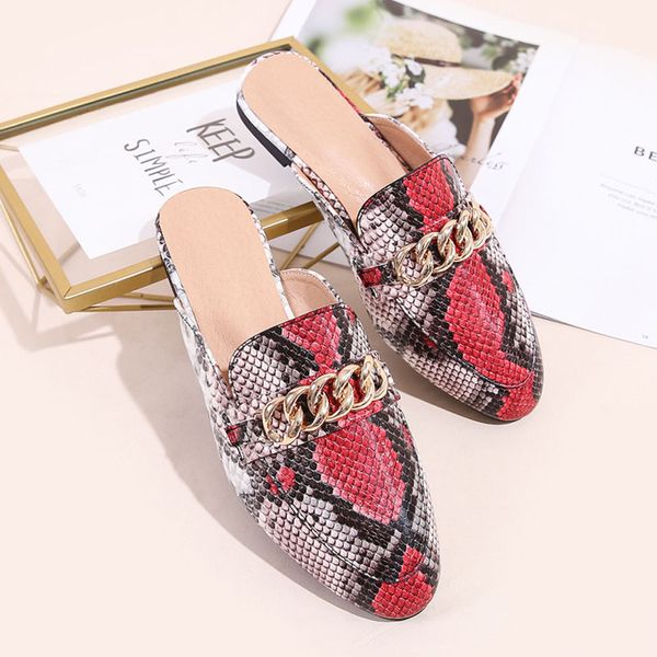 women flat slippers fashion serpentine chain design mules slip on comfortable round head color matching leisure female shoes mmm, Black
women flat slippers fashion serpentine chain design mules slip on comfortable round head color matching leisure female shoes mmm, Black