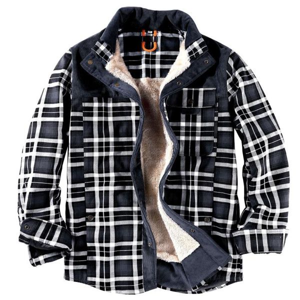 men's casual shirts 2021 brand flannel classic plaid long sleeve buttons camping warm lining fleece thick cotton winter shirt jacket, White;black
men's casual shirts 2021 brand flannel classic plaid long sleeve buttons camping warm lining fleece thick cotton winter shirt jacket, White;black