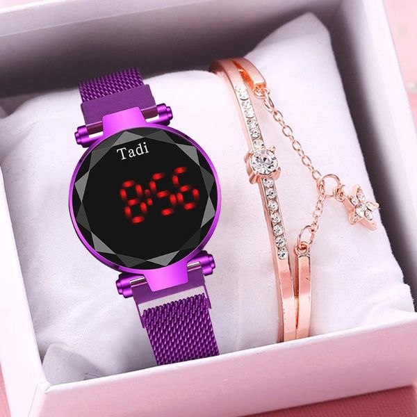 wristwatches 2021 women touch screen led watches magnetic mesh belt electronic clock digital bracelet set relogio feminino, Slivery;brown
wristwatches 2021 women touch screen led watches magnetic mesh belt electronic clock digital bracelet set relogio feminino, Slivery;brown