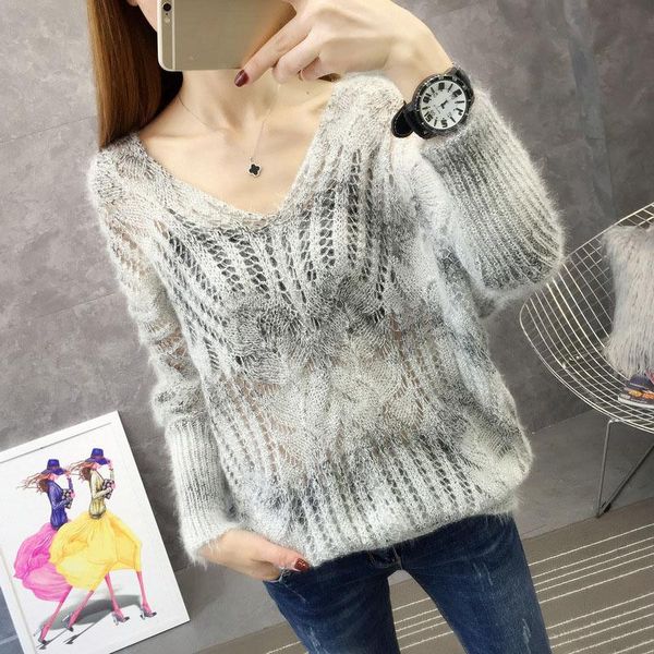 women's sweaters v-neck sweater knitted hollow spring autumn korean student bat sleeve loose pullover, White;black
women's sweaters v-neck sweater knitted hollow spring autumn korean student bat sleeve loose pullover, White;black