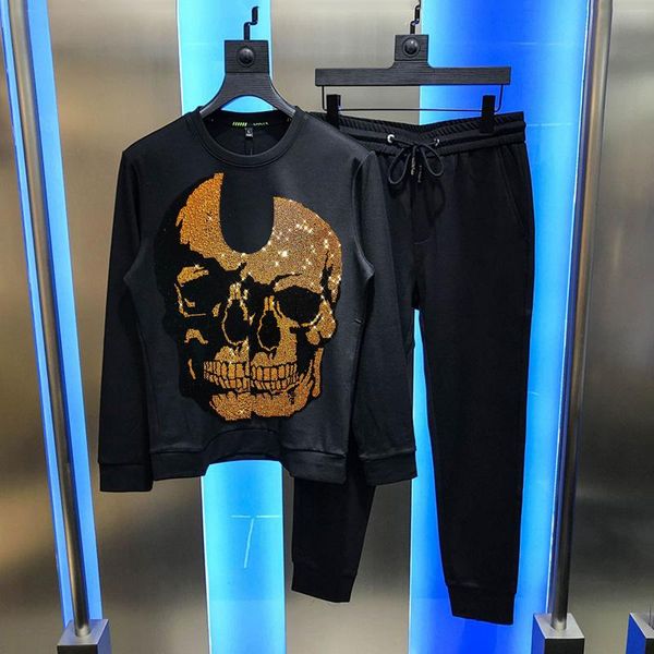 men's tracksuits fall/winter breathable pullover diamond gold big skull + pants slim tracksuit casual sets, Gray
men's tracksuits fall/winter breathable pullover diamond gold big skull + pants slim tracksuit casual sets, Gray