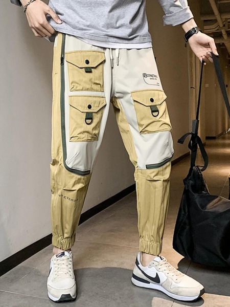 fashion cargo pants men's multi-pocket hip hop logo matching color casual halon fitness jogging exercise, Black
fashion cargo pants men's multi-pocket hip hop logo matching color casual halon fitness jogging exercise, Black