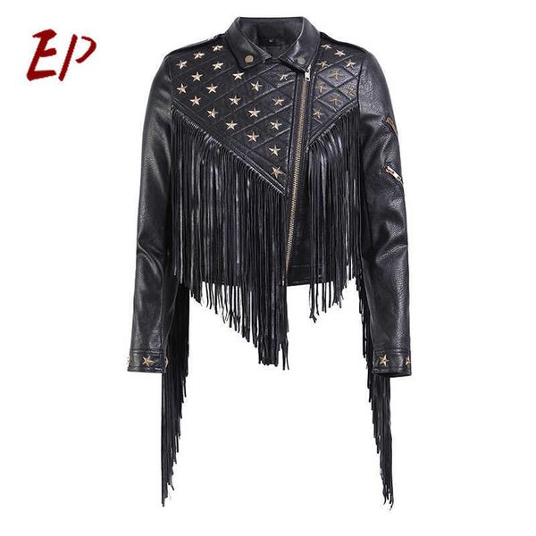 ep female clothing patchwork tassel rivet pu leather women's coats lapel collar long sleeve asymmetrical jackets 211011, Black
ep female clothing patchwork tassel rivet pu leather women's coats lapel collar long sleeve asymmetrical jackets 211011, Black