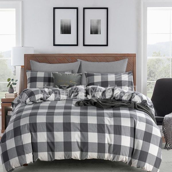 bedding sets 2021 fashion black pink duvet cover set comfortable twin king size stripe grid