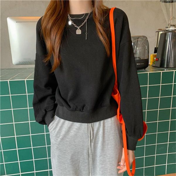 women's hoodies & sweatshirts 8 colors pure color basewear chic korean cotton loose 2021 soft ol fashion minimalist autumn women, Black
women's hoodies & sweatshirts 8 colors pure color basewear chic korean cotton loose 2021 soft ol fashion minimalist autumn women, Black
