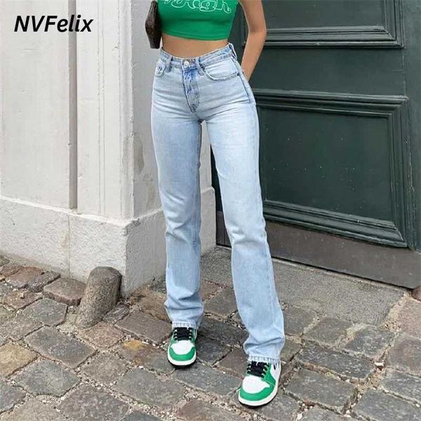 classic straight leg jeans for women loose high waist femme trousers fashion casual blue wash cotton denim mom baggy jeans 211111
classic straight leg jeans for women loose high waist femme trousers fashion casual blue wash cotton denim mom baggy jeans 211111