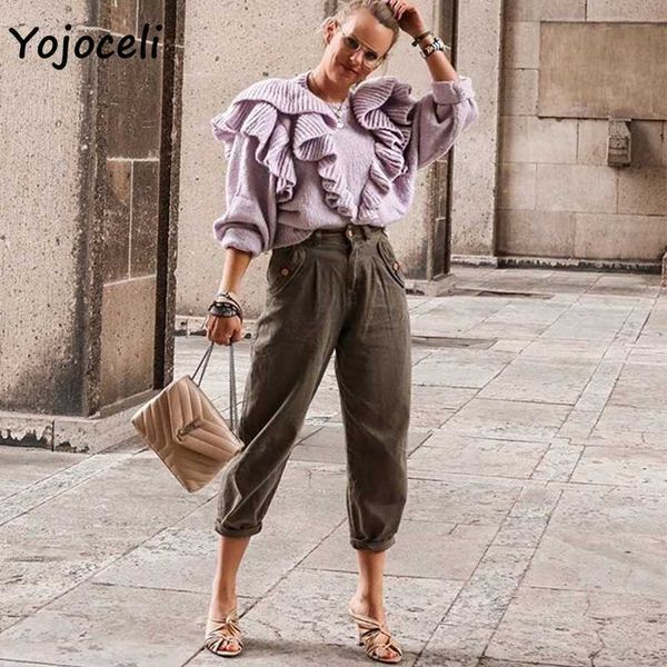 yojoceli streetwear cute ruffle sweater women o neck cool knit pullover jumper 210609, White;black
yojoceli streetwear cute ruffle sweater women o neck cool knit pullover jumper 210609, White;black