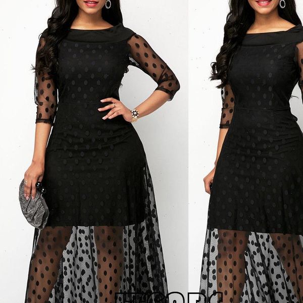 summer women dress black polka dot mesh long maxi beach ladies patchworktulle lace, Black;gray
summer women dress black polka dot mesh long maxi beach ladies patchworktulle lace, Black;gray