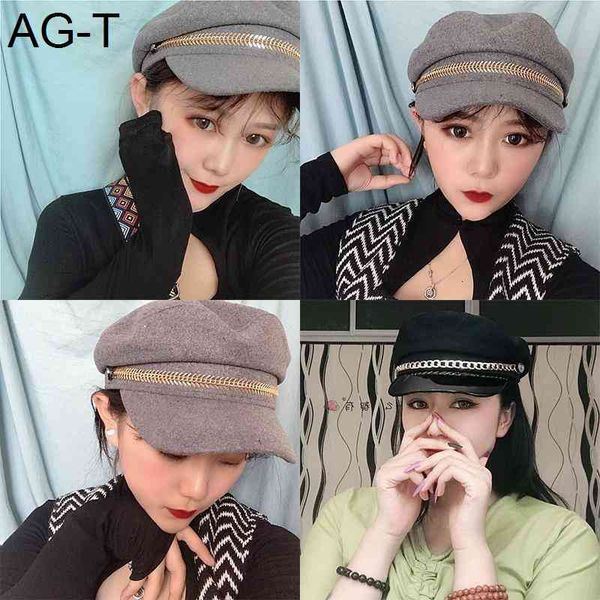 autumn winter hats for women with metal chain octagonal caps ladies casual woolen hat winter beret women cap hr122309, Blue;gray
autumn winter hats for women with metal chain octagonal caps ladies casual woolen hat winter beret women cap hr122309, Blue;gray