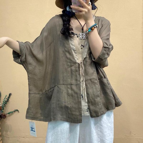 women's jackets women sunscreen 2021 summer retro loose all-match ladies coat cardigan drawstring half sleeve casual, Black;brown
women's jackets women sunscreen 2021 summer retro loose all-match ladies coat cardigan drawstring half sleeve casual, Black;brown