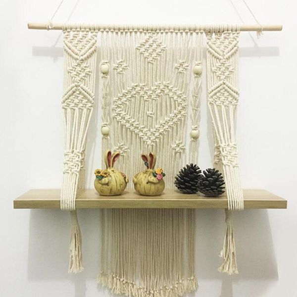 tapestries bohemian macrame tapestry hand made wall hanging shelf weaving cotton with storage wooden rack plant holder
tapestries bohemian macrame tapestry hand made wall hanging shelf weaving cotton with storage wooden rack plant holder