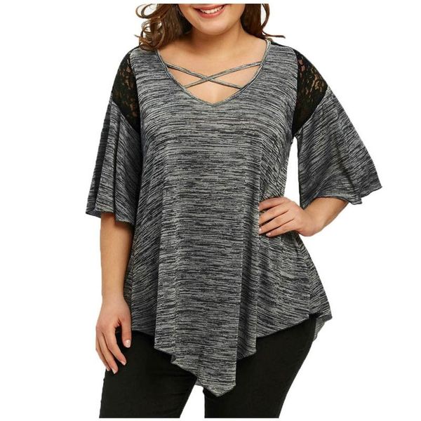 summer clothes for women plus size flare sleeve asymmetrical tunic lacet-shirt t-shirts camisetas de mujer women's t-shirt, White
summer clothes for women plus size flare sleeve asymmetrical tunic lacet-shirt t-shirts camisetas de mujer women's t-shirt, White