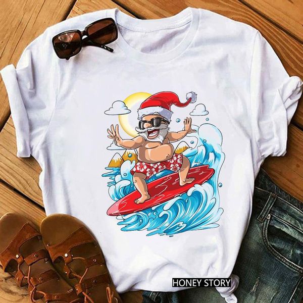 women's t-shirt fixsys summer beach santa claus print female tee shirt merry christmas ulzzang t women/men suitable all seasons, White
women's t-shirt fixsys summer beach santa claus print female tee shirt merry christmas ulzzang t women/men suitable all seasons, White