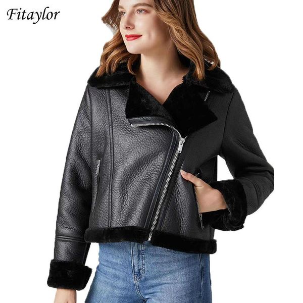 women's leather & faux fitaylor winter women short jacket motorcycle thick warm coats velvet padded street outwear, Black
women's leather & faux fitaylor winter women short jacket motorcycle thick warm coats velvet padded street outwear, Black