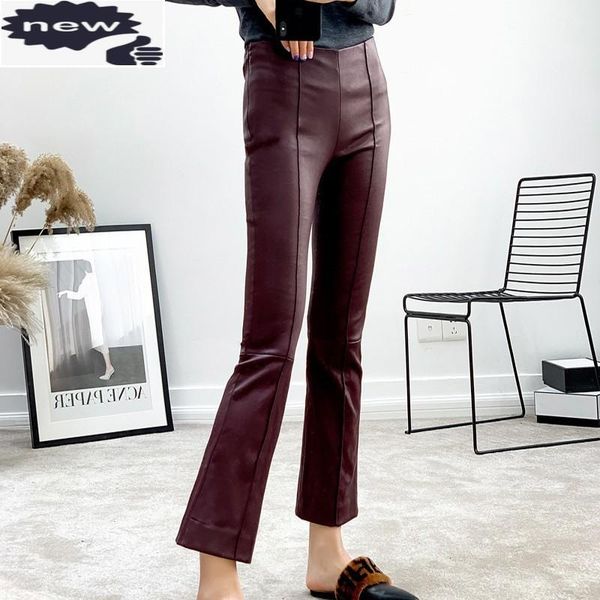 quality sheepskin genuine leather women zipper elastic high waist flare pants autumn office ladies wine red trousers women's & capris, Black;white
quality sheepskin genuine leather women zipper elastic high waist flare pants autumn office ladies wine red trousers women's & capris, Black;white