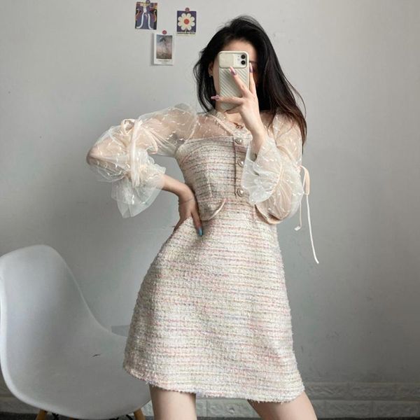 casual dresses fashion autumn winter v-neck see through mesh patchwork tweed dress women luxury runway woolen, Black;gray
casual dresses fashion autumn winter v-neck see through mesh patchwork tweed dress women luxury runway woolen, Black;gray