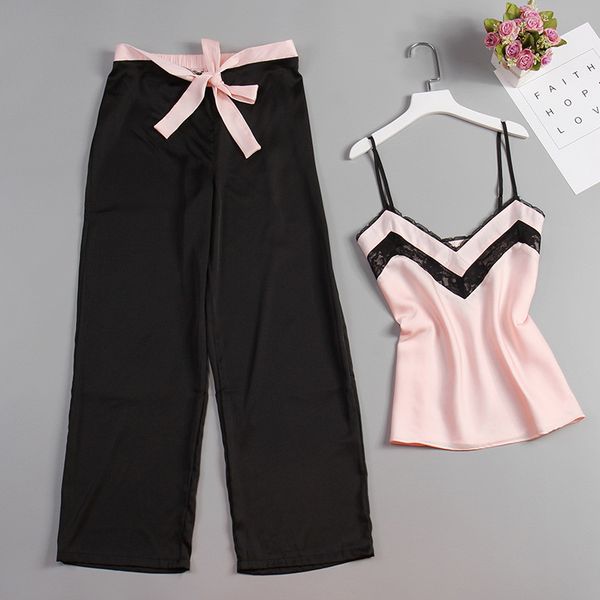 sleepwear 2 piece pajamas set stain silk sleepwear woman pink and long pants strap sling summer pajama homewear 47t8 jcju, Black;red
sleepwear 2 piece pajamas set stain silk sleepwear woman pink and long pants strap sling summer pajama homewear 47t8 jcju, Black;red