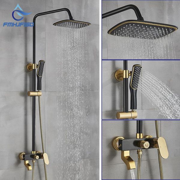 black gold bathroom shower set rainfall systems wall mount cold mixer taps 3 way bath sets
black gold bathroom shower set rainfall systems wall mount cold mixer taps 3 way bath sets