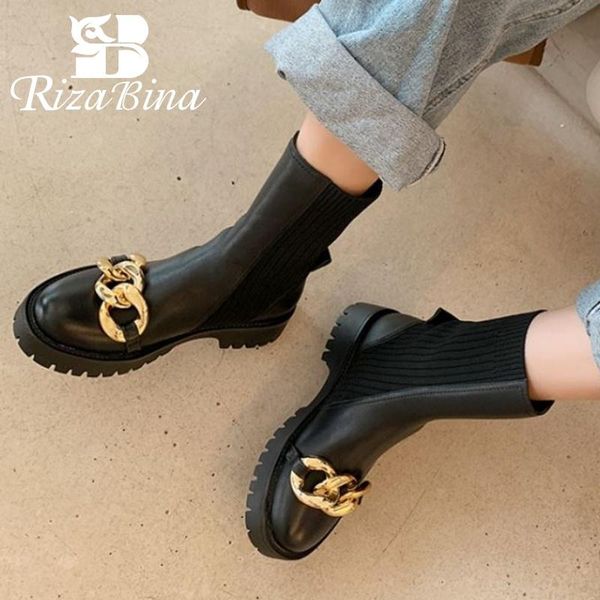 boots rizabina genuine leather women's ankle metal decoration slip on sock short boot winter fashion femlae footwear size 34-39, Black
boots rizabina genuine leather women's ankle metal decoration slip on sock short boot winter fashion femlae footwear size 34-39, Black