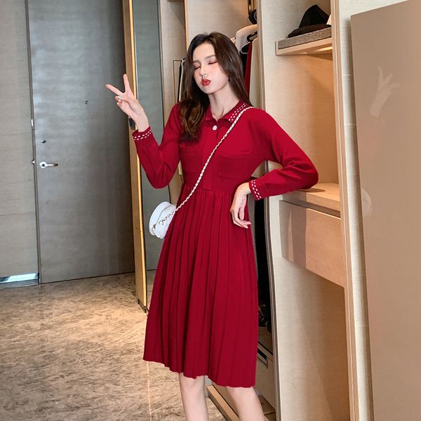 dress autumn winter sweater preppy style turn-down collar pockets long knitted a-line bottom elegant, Black;gray
dress autumn winter sweater preppy style turn-down collar pockets long knitted a-line bottom elegant, Black;gray