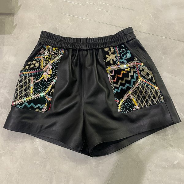women's pants & capris spring 2021 female fashion embroidered high-rise leather genuine short c552, Black;white
women's pants & capris spring 2021 female fashion embroidered high-rise leather genuine short c552, Black;white