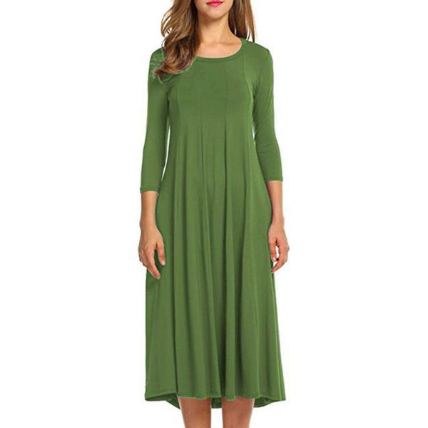 casual dresses mid long dress for women round collar full sleeve pleated autumn elegant female vestido green, Black;gray
casual dresses mid long dress for women round collar full sleeve pleated autumn elegant female vestido green, Black;gray