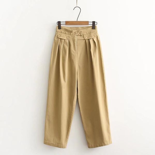 women's pants & capris women pleated cargo buttons casual streetwear black full length, Black;white