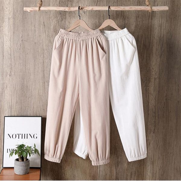 women's pants & capris vintage casual loose cotton linen women 2021 summer elastic waist solid basic harem trousers, Black;white
women's pants & capris vintage casual loose cotton linen women 2021 summer elastic waist solid basic harem trousers, Black;white