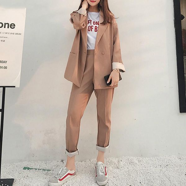 women's two piece pants autumn blazer set female ladies casual pant suit 2 pieces women long sleeve & elastic waist, White
women's two piece pants autumn blazer set female ladies casual pant suit 2 pieces women long sleeve & elastic waist, White